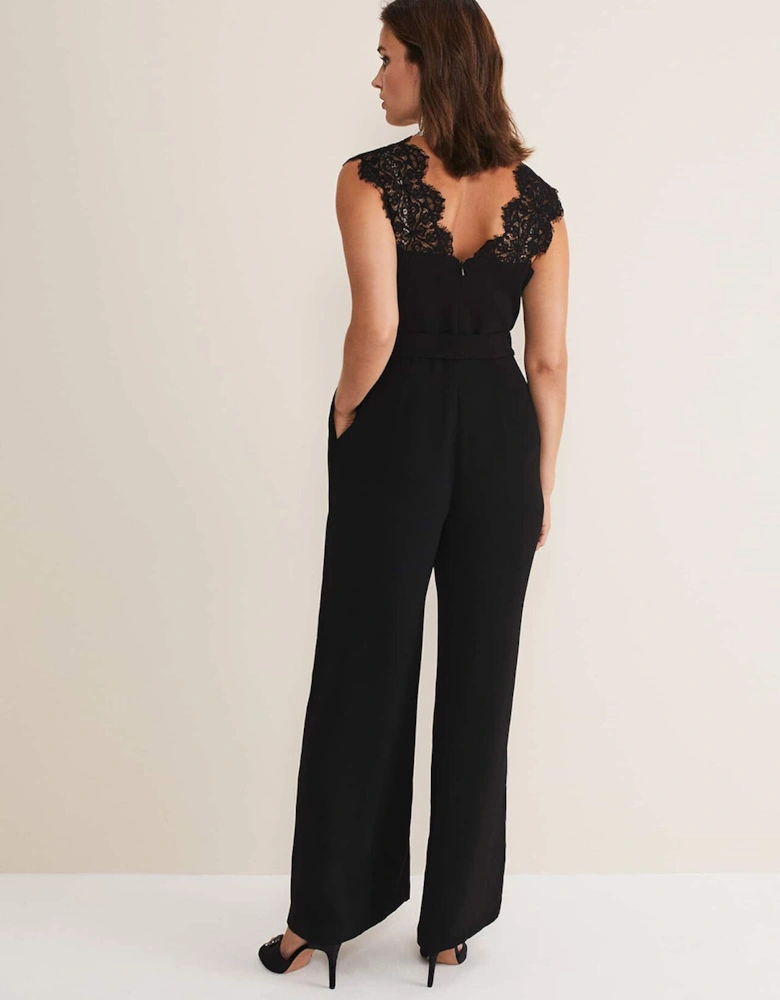 Lia Sleeveless Lace Detail Jumpsuit