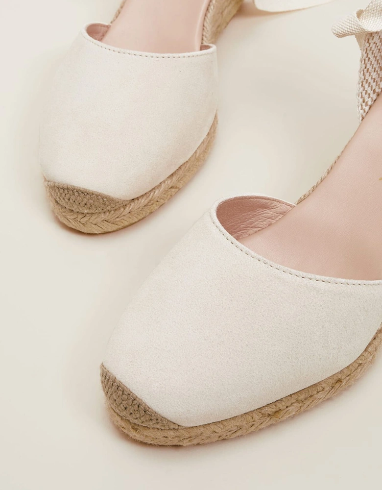 Suede Ankle Tie Espadrille Shoe