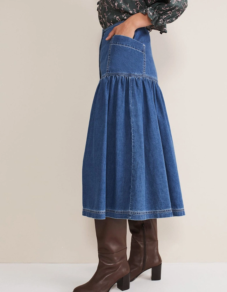 Elodie Tiered Denim Skirt