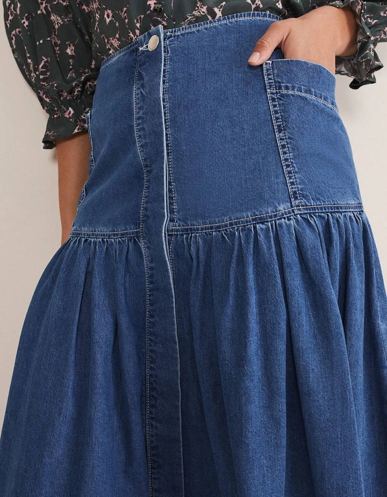 Elodie Tiered Denim Skirt