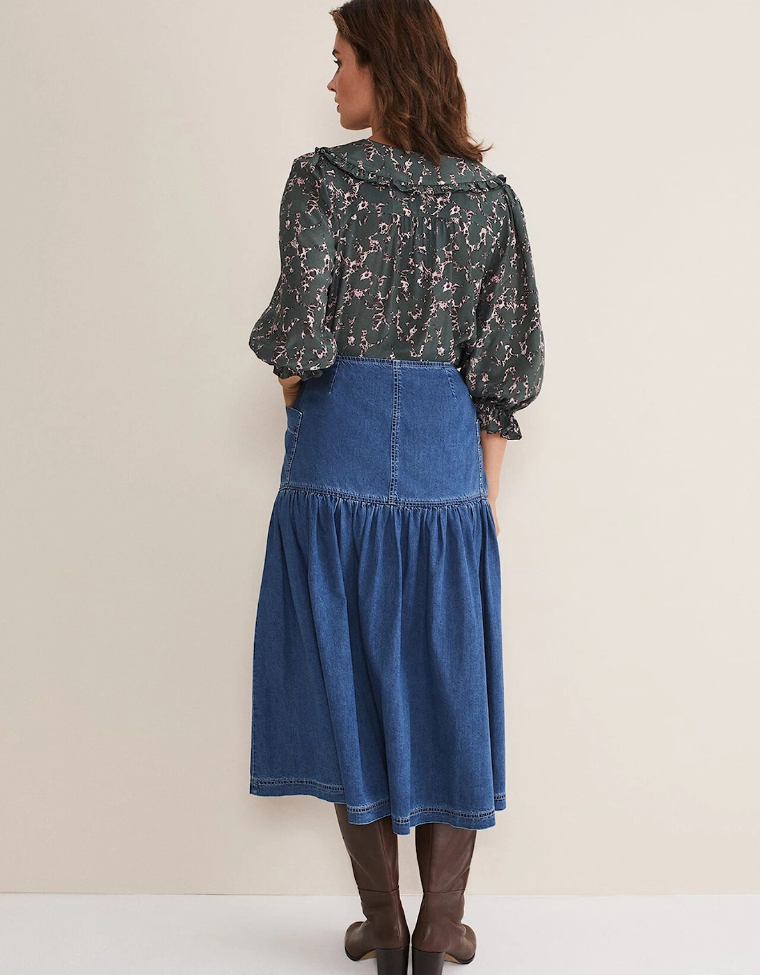 Elodie Tiered Denim Skirt