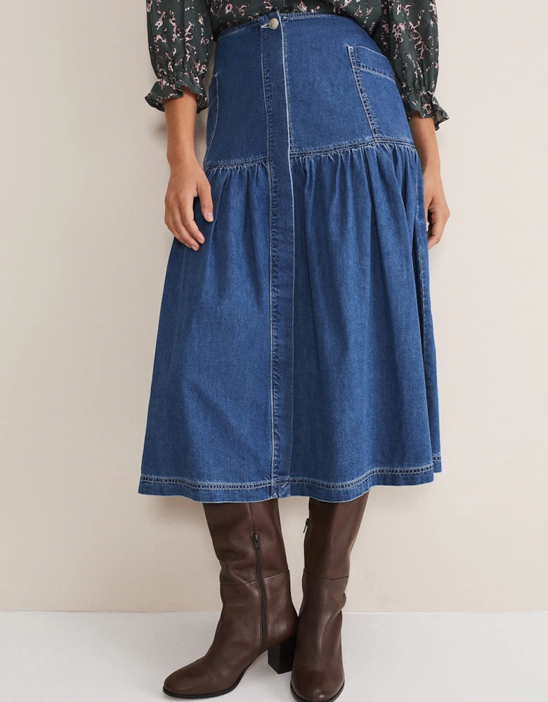 Elodie Tiered Denim Skirt