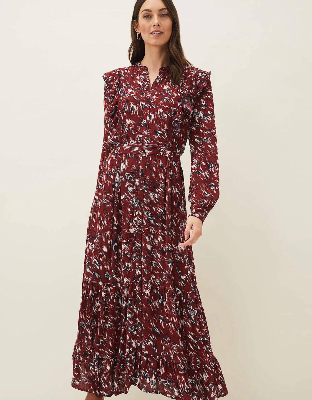 Helen Abstract Feather Print Midaxi Dress, 7 of 6