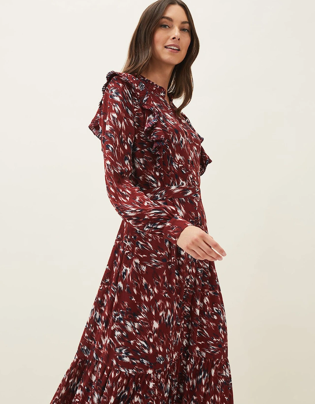 Helen Abstract Feather Print Midaxi Dress