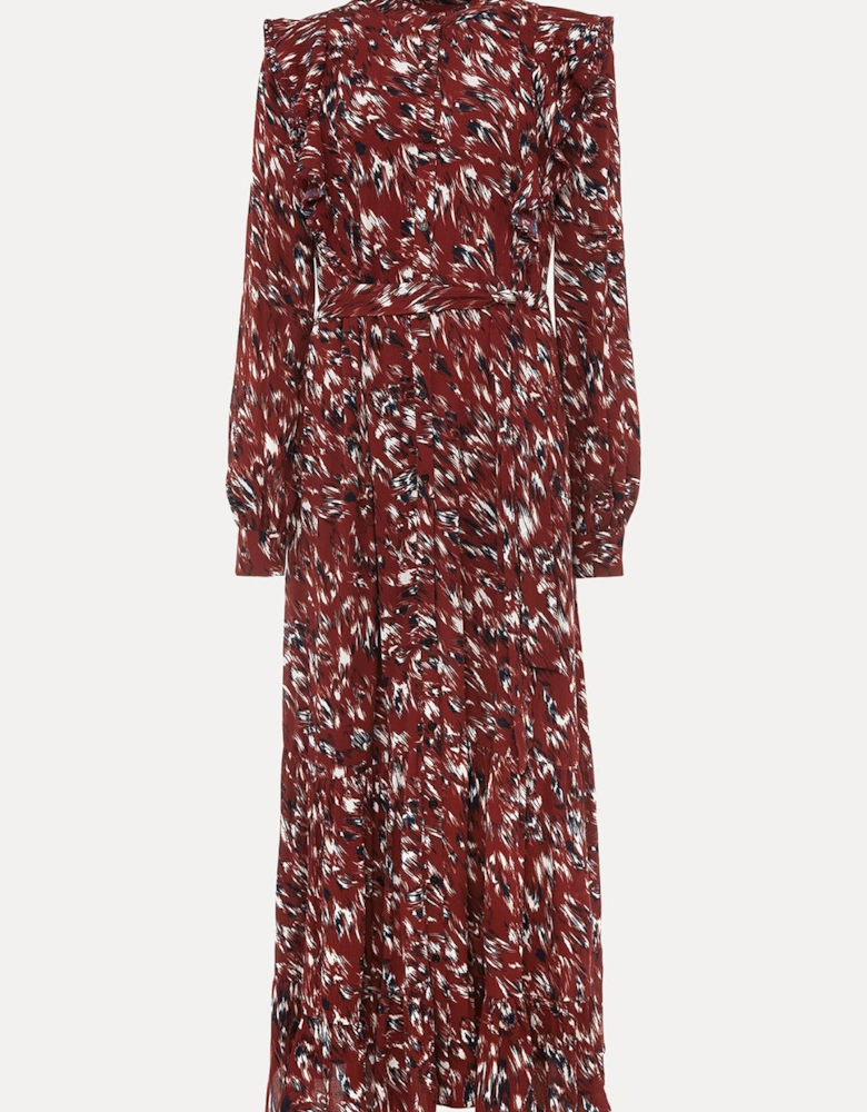 Helen Abstract Feather Print Midaxi Dress