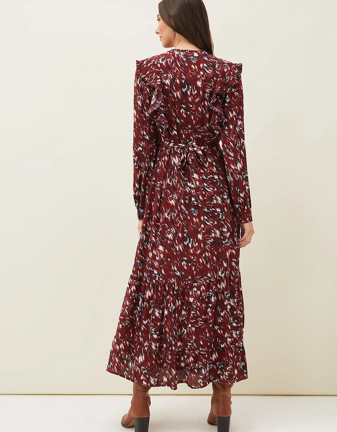 Helen Abstract Feather Print Midaxi Dress