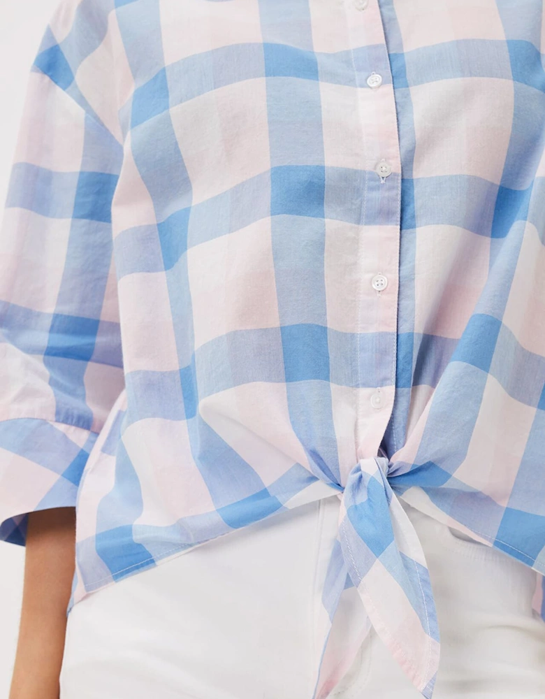 Della Gingham Tie Front Blouse