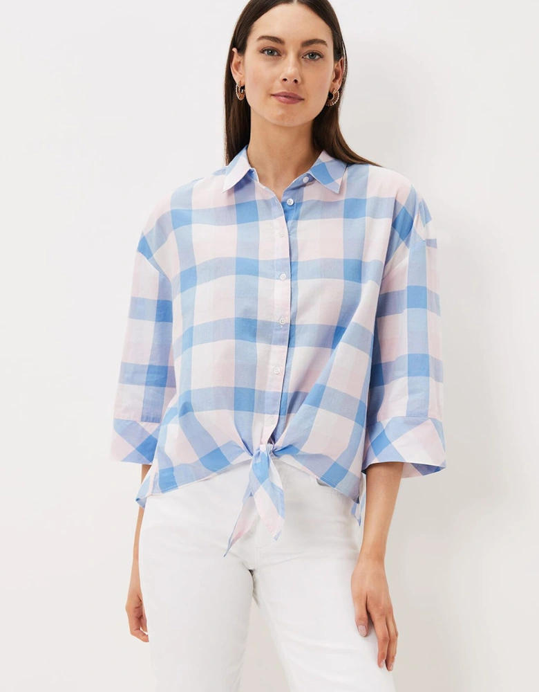 Della Gingham Tie Front Blouse