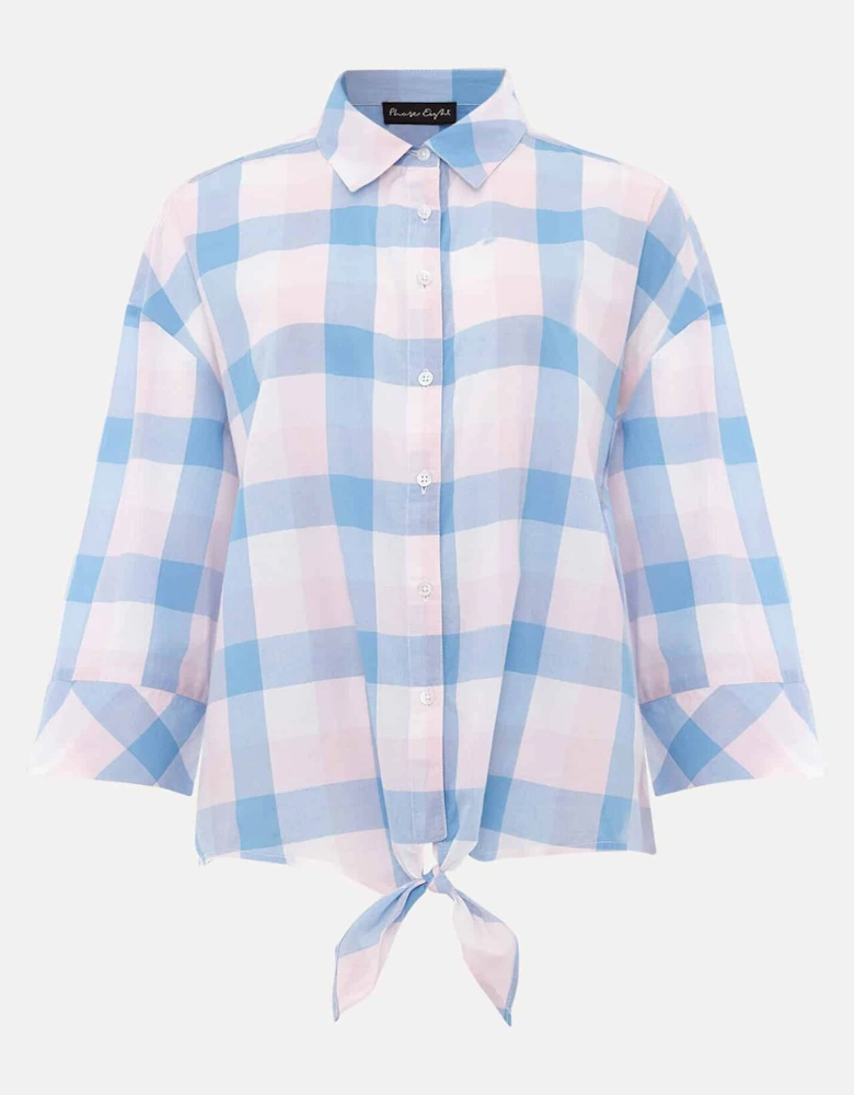 Della Gingham Tie Front Blouse