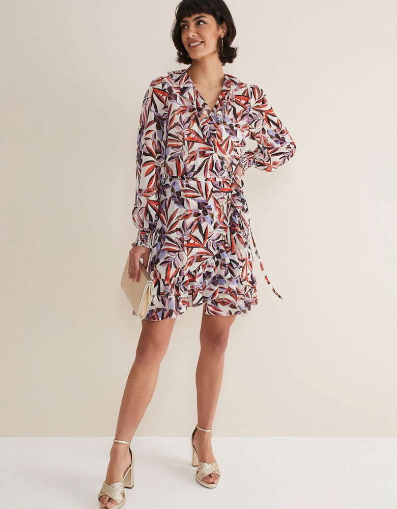 Melinda Leaf Print Mini Dress