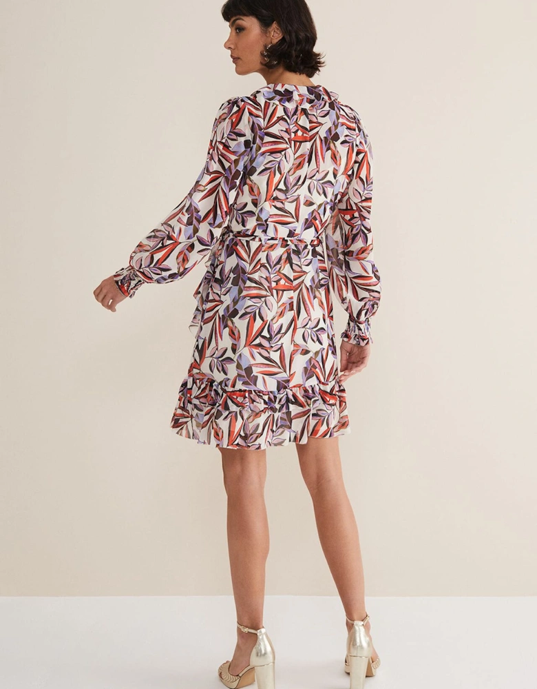 Melinda Leaf Print Mini Dress