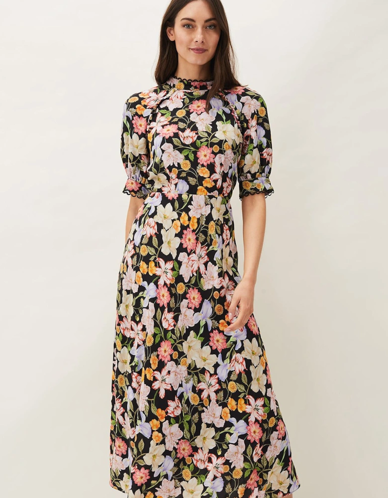 Penelope Floral Puff Sleeve Midi Dress