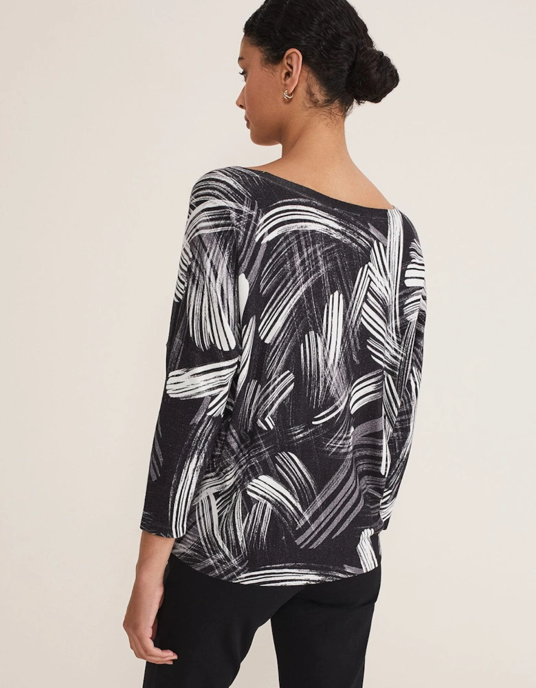 Adara Linear Zip Neck Print Jumper