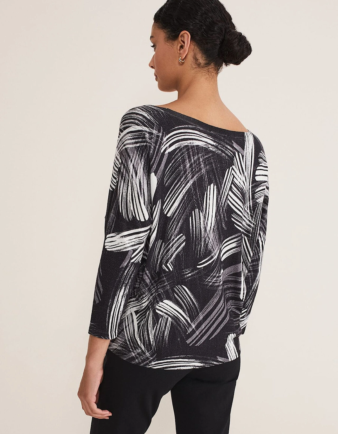 Adara Linear Zip Neck Print Jumper