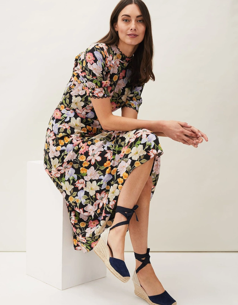 Penelope Floral Puff Sleeve Midi Dress