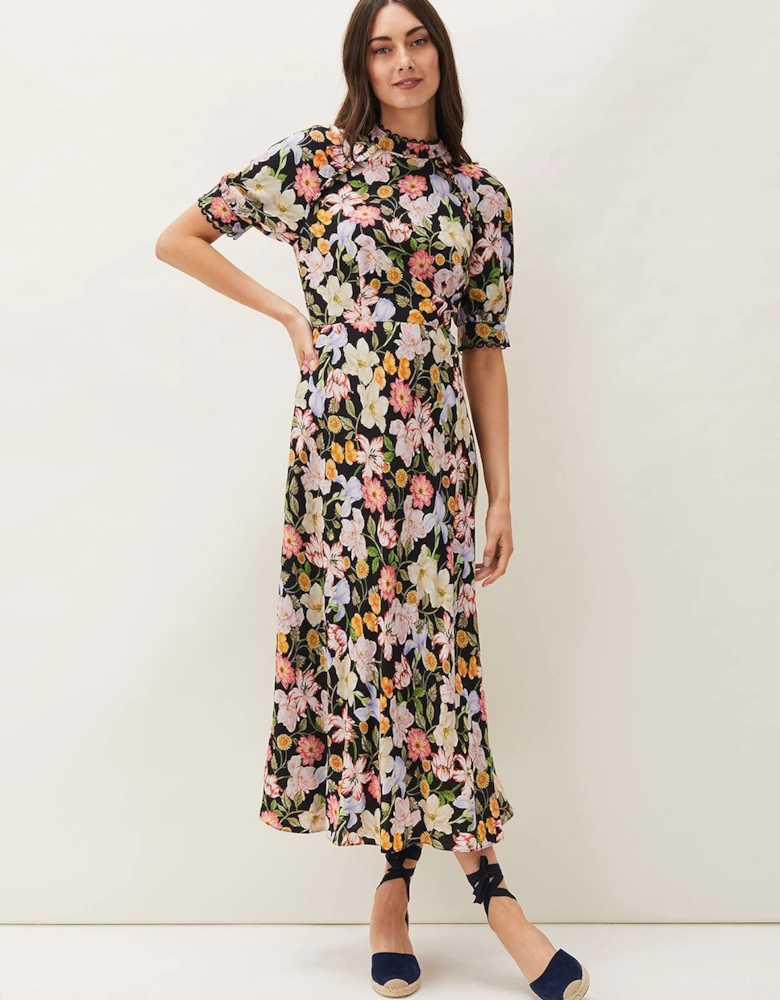 Penelope Floral Puff Sleeve Midi Dress