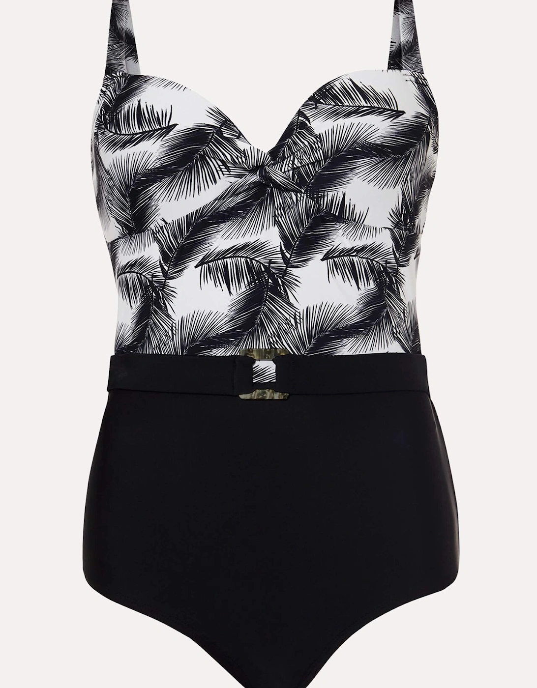 Palm Print Belted Swimsuit