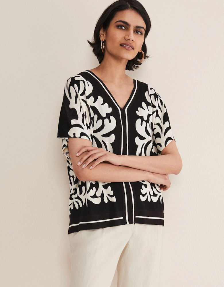 Natalie V Neck Printed Top