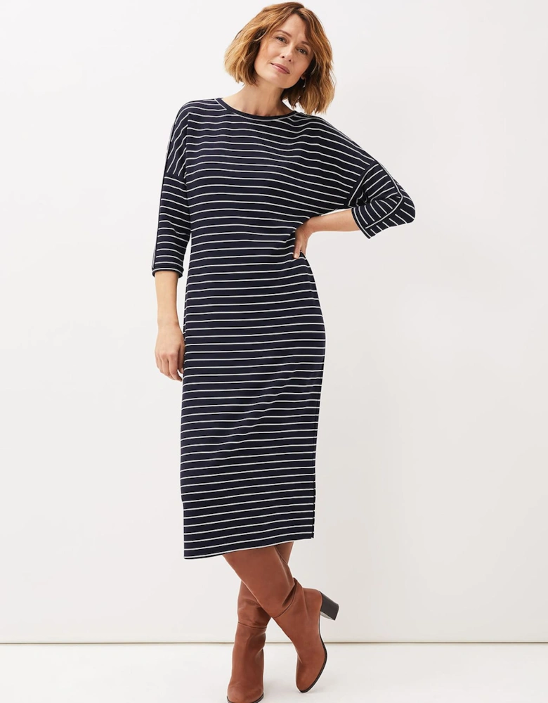 Cecile Stripe Midi Jersey Dress