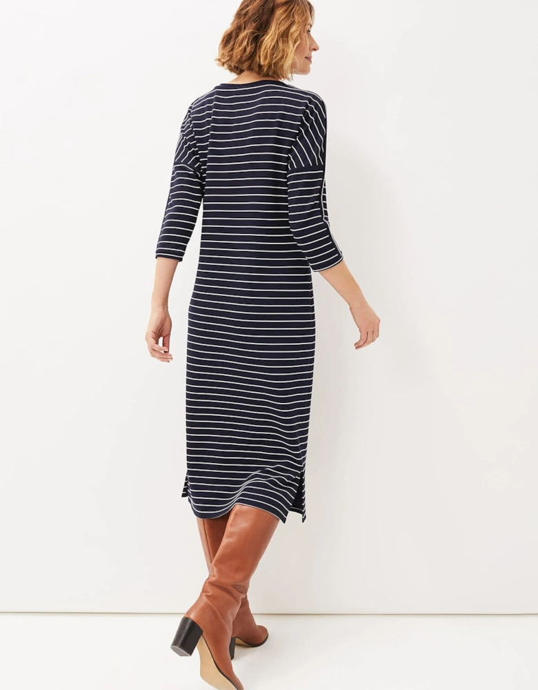 Cecile Stripe Midi Jersey Dress