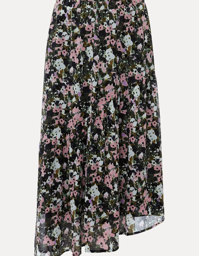 Zowena Floral Tiered Midi Skirt