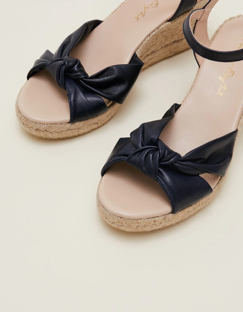 Leather Knot Front Espadrilles