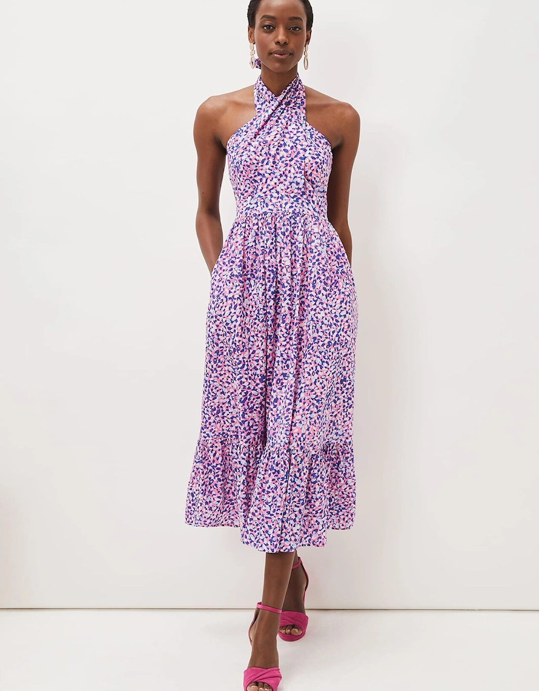 Gemmi Cotton Almond Print Halterneck Dress