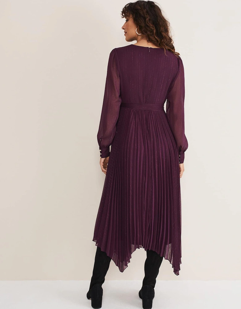 Dani Pleated Belted Midi Dress