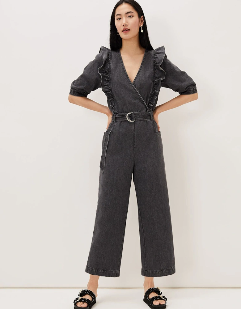 Flora Denim Frill Jumpsuit