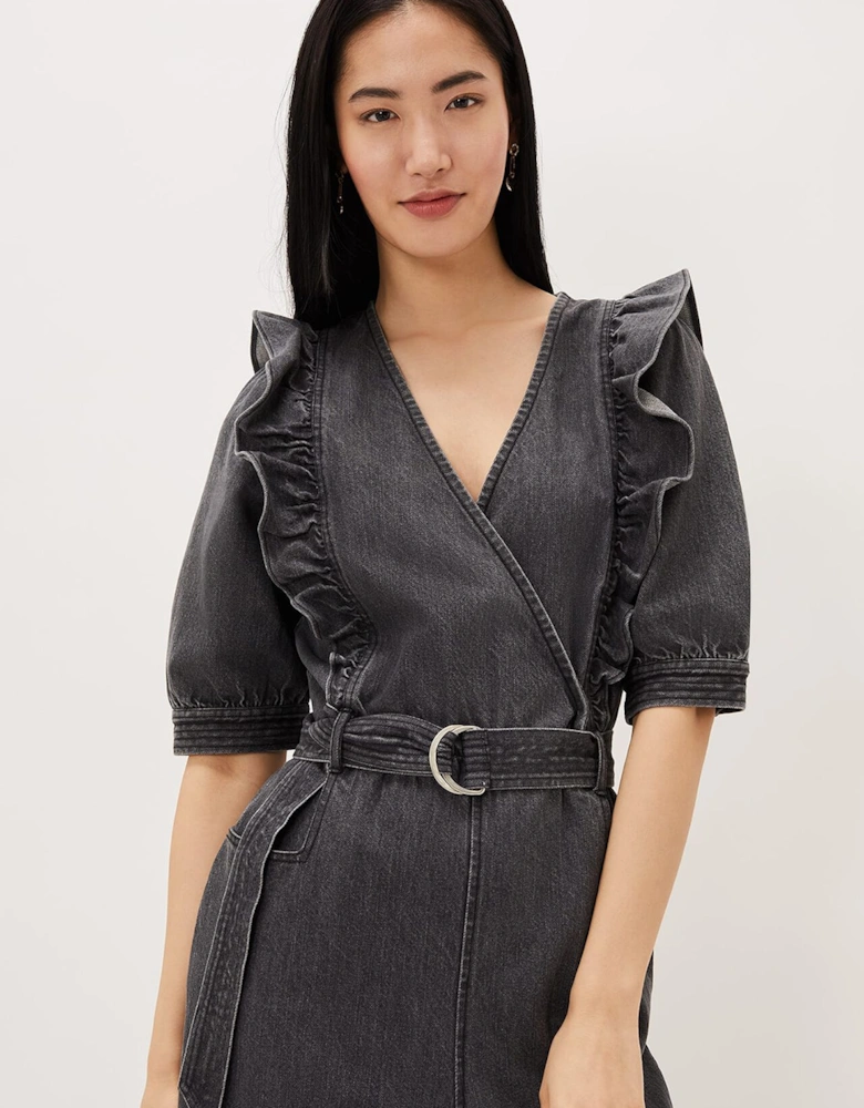 Flora Denim Frill Jumpsuit