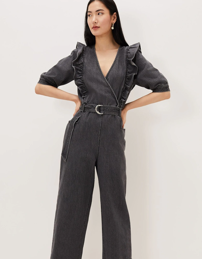 Flora Denim Frill Jumpsuit