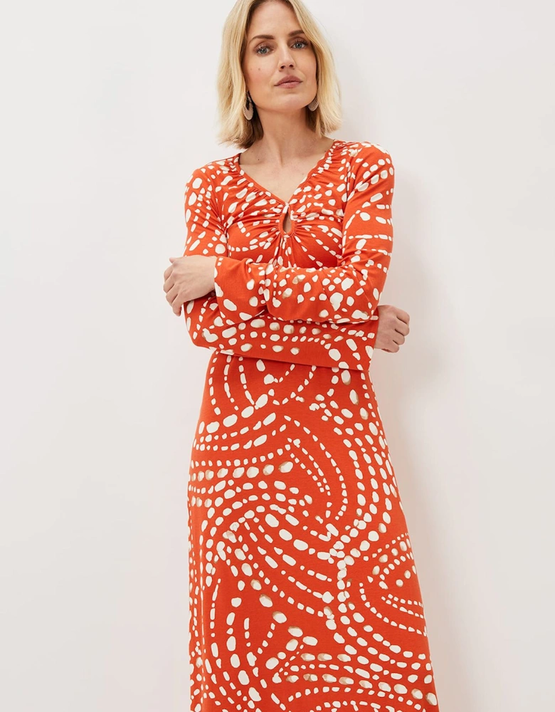 Ayla Spot Print Midi Dress