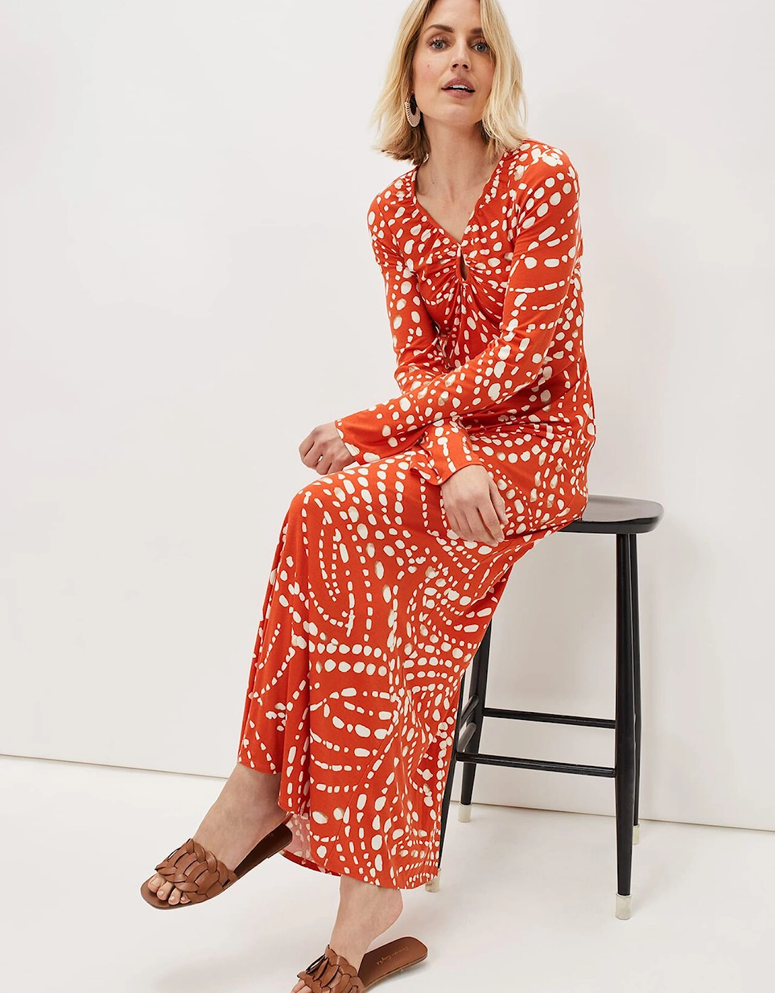 Ayla Spot Print Midi Dress