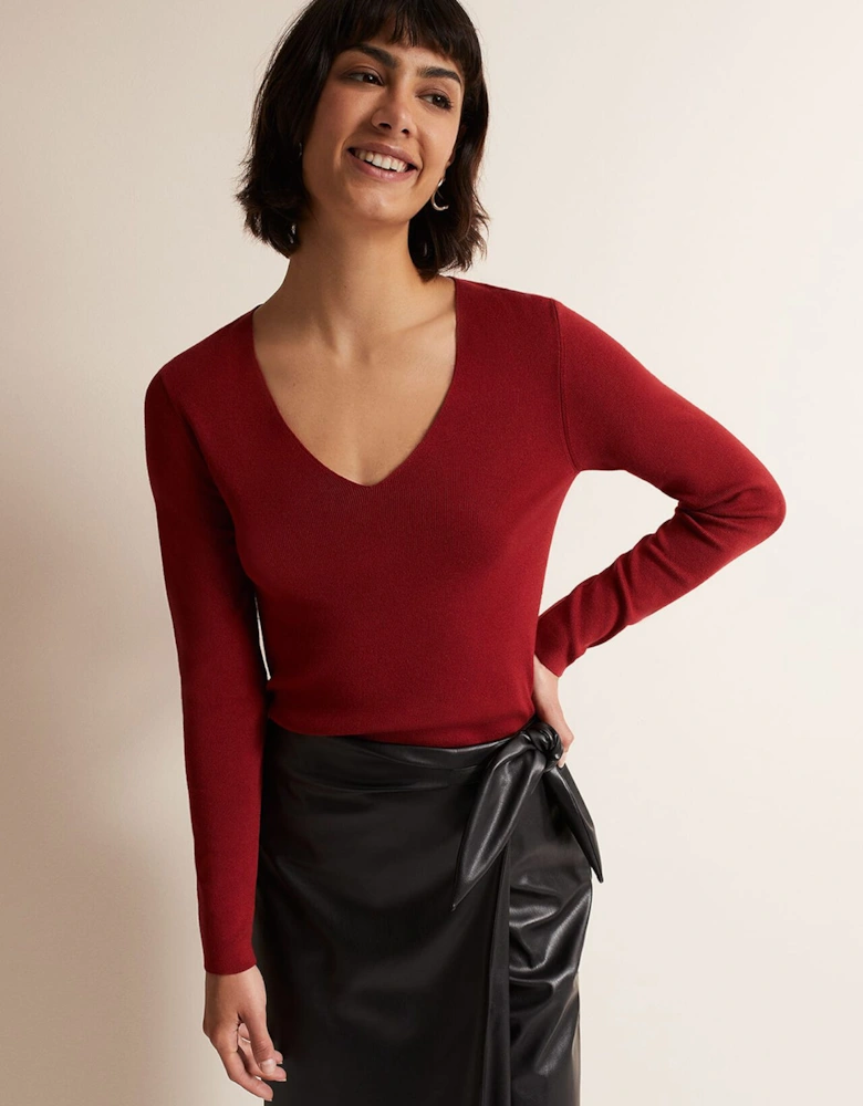 Molla Red V-Neck Top