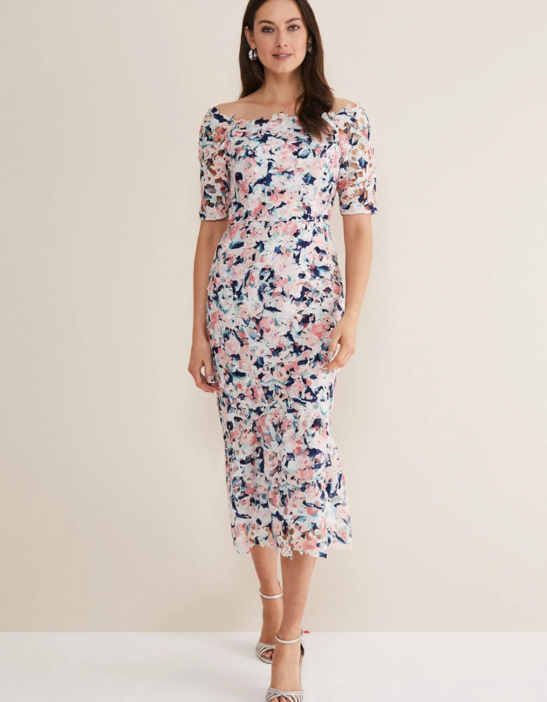 Francesa Off Shoulder Floral Print Dress