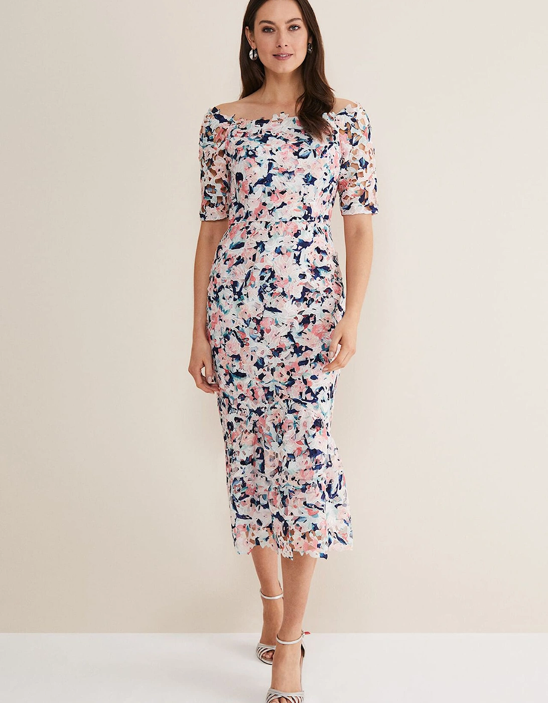 Francesa Off Shoulder Floral Print Dress, 7 of 6