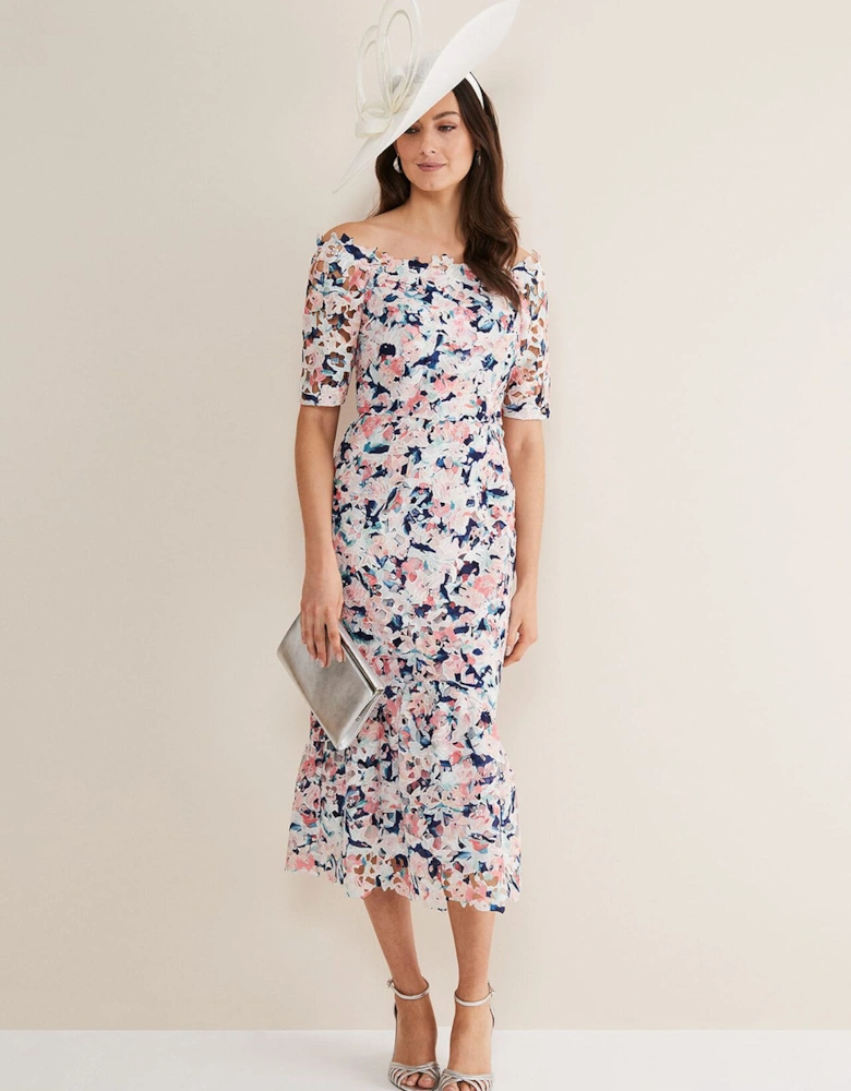 Francesa Off Shoulder Floral Print Dress