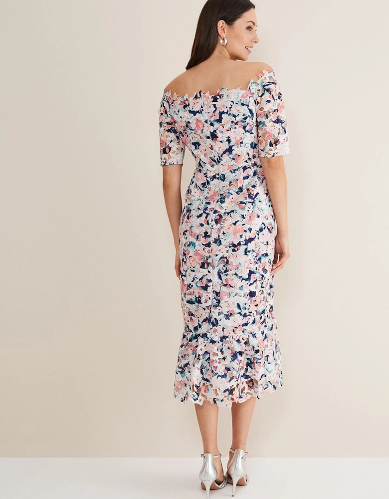 Francesa Off Shoulder Floral Print Dress