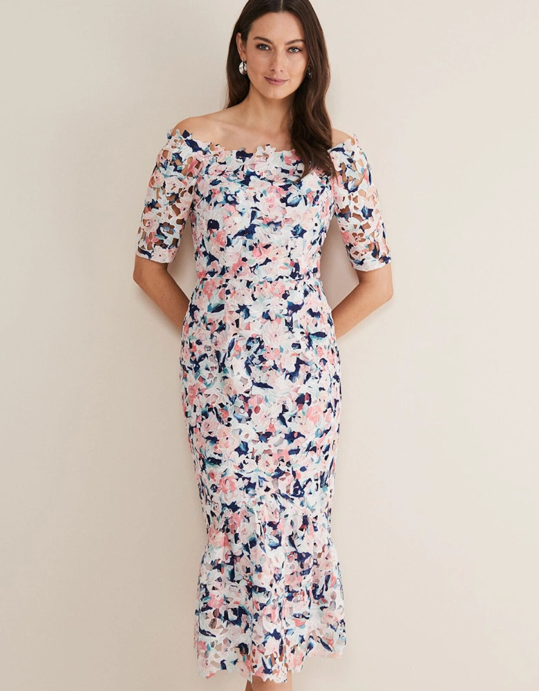 Francesa Off Shoulder Floral Print Dress