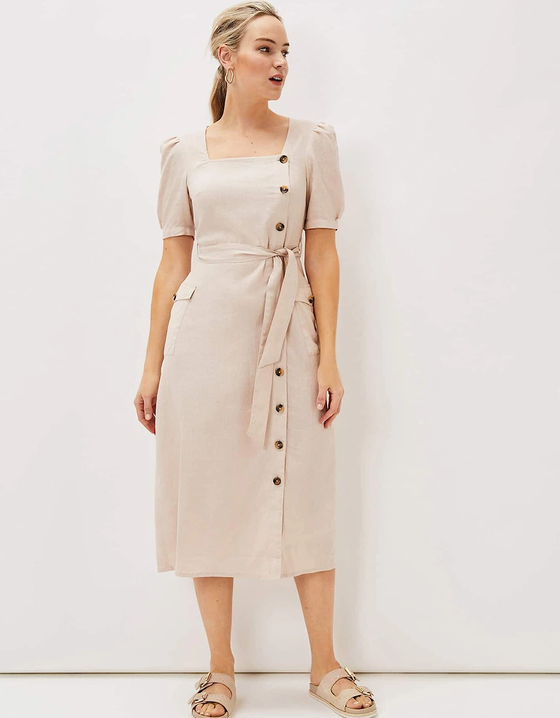 Elletta Square Neck Linen Dress, 7 of 6