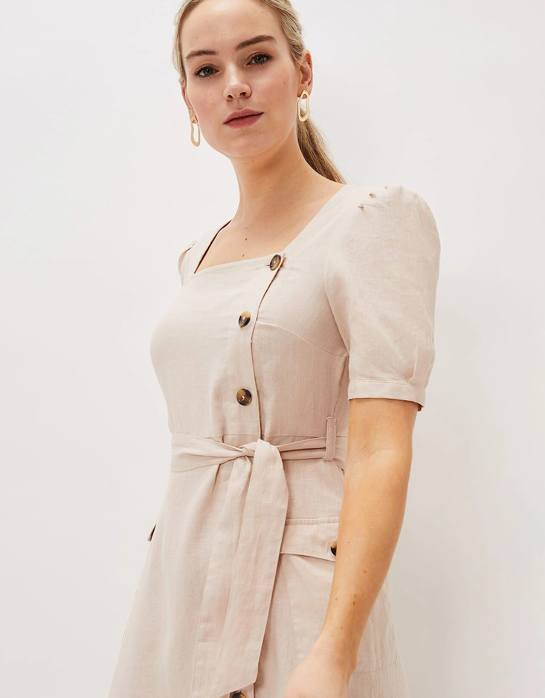 Elletta Square Neck Linen Dress