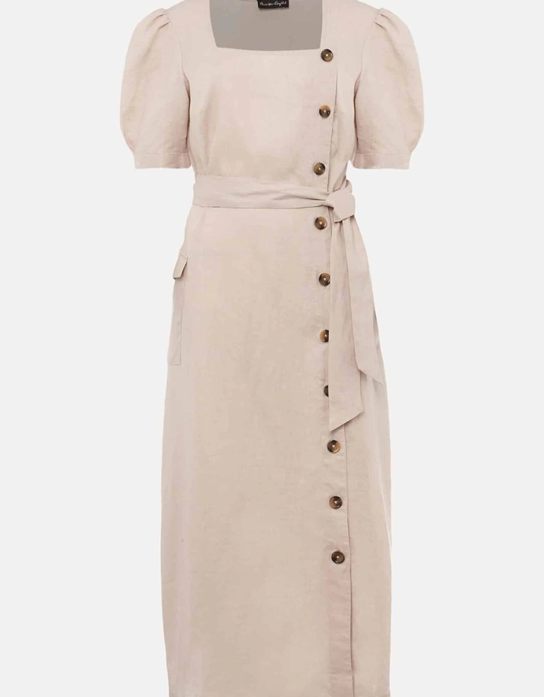 Elletta Square Neck Linen Dress