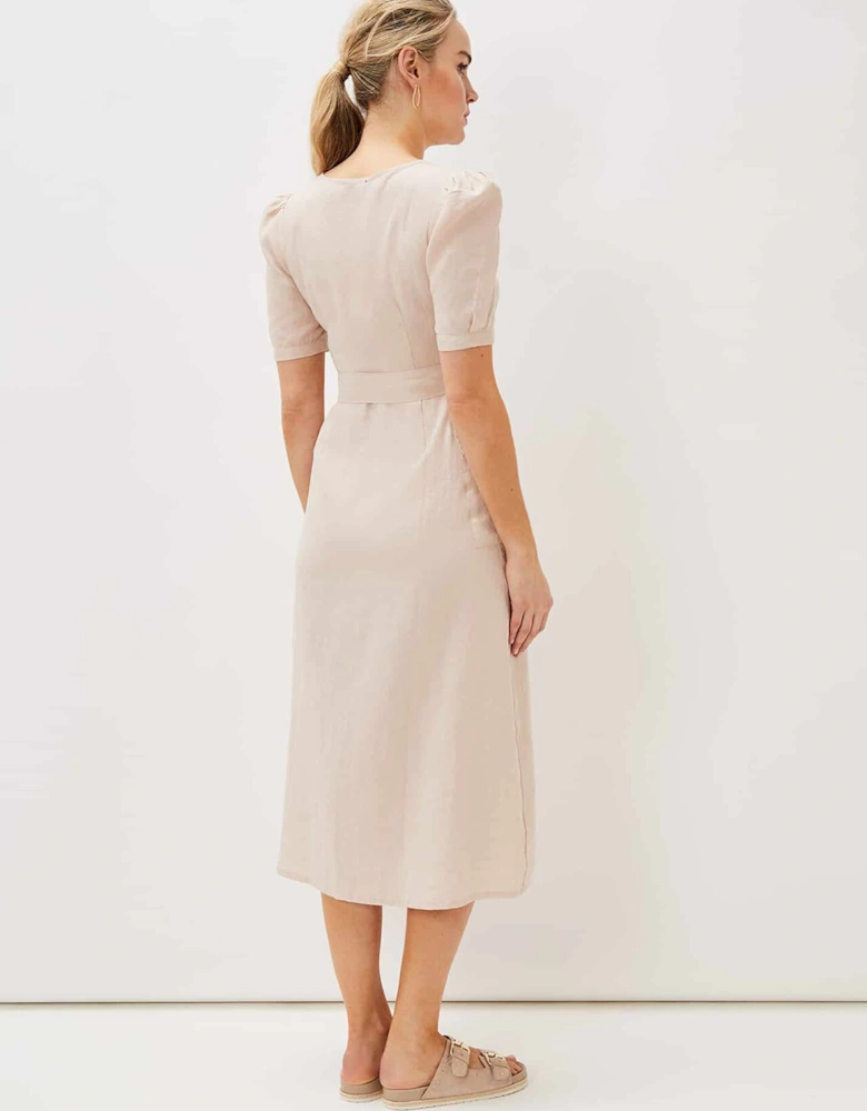 Elletta Square Neck Linen Dress