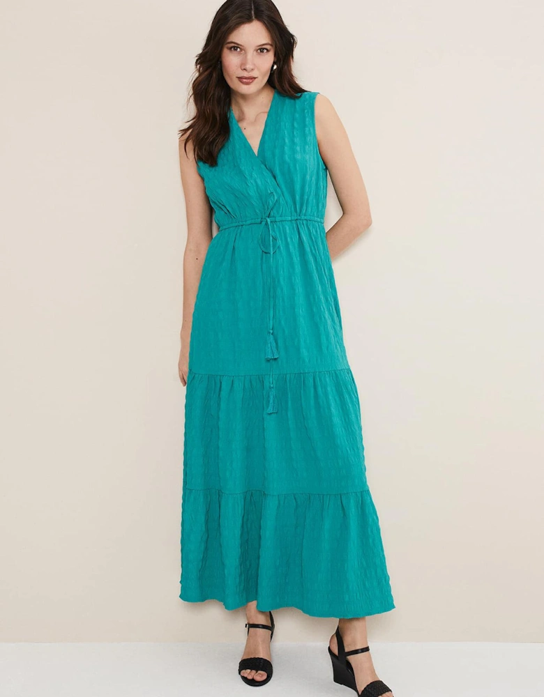 Anika Textured Sleeveless Midi Dress