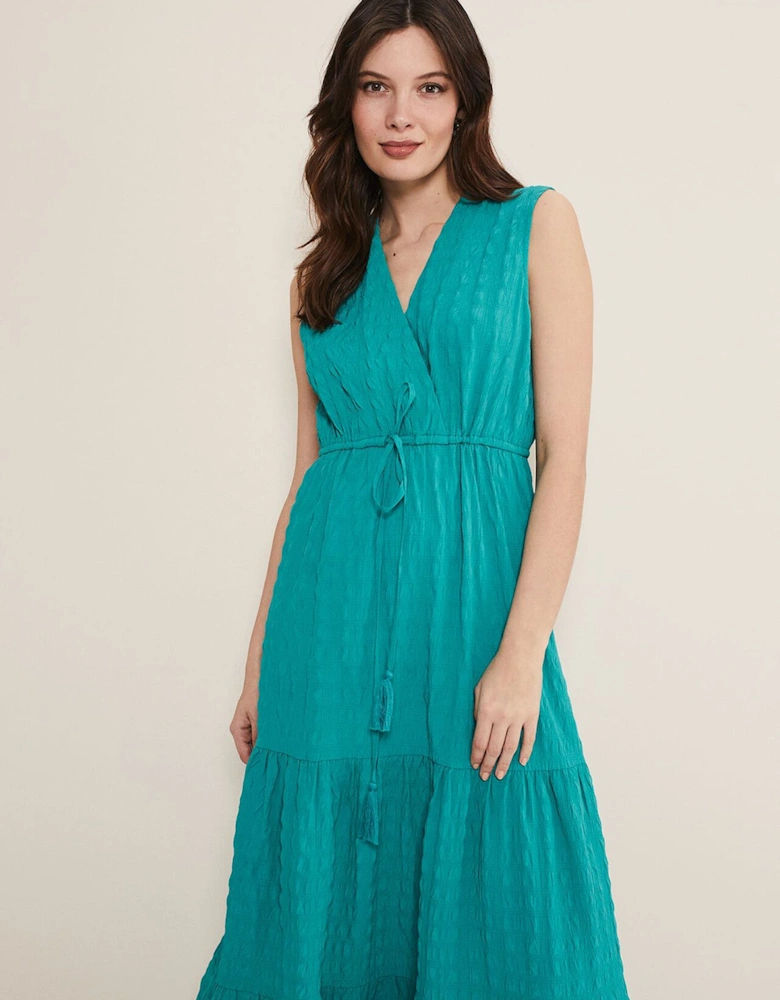 Anika Textured Sleeveless Midi Dress