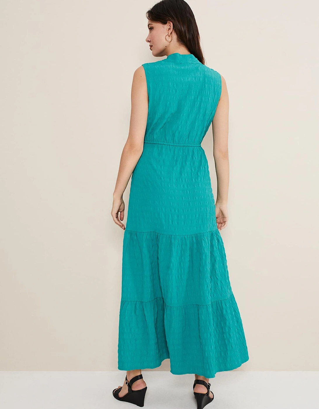 Anika Textured Sleeveless Midi Dress