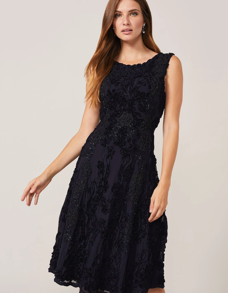 Penelope Tapework Lace Fit And Flare Dress