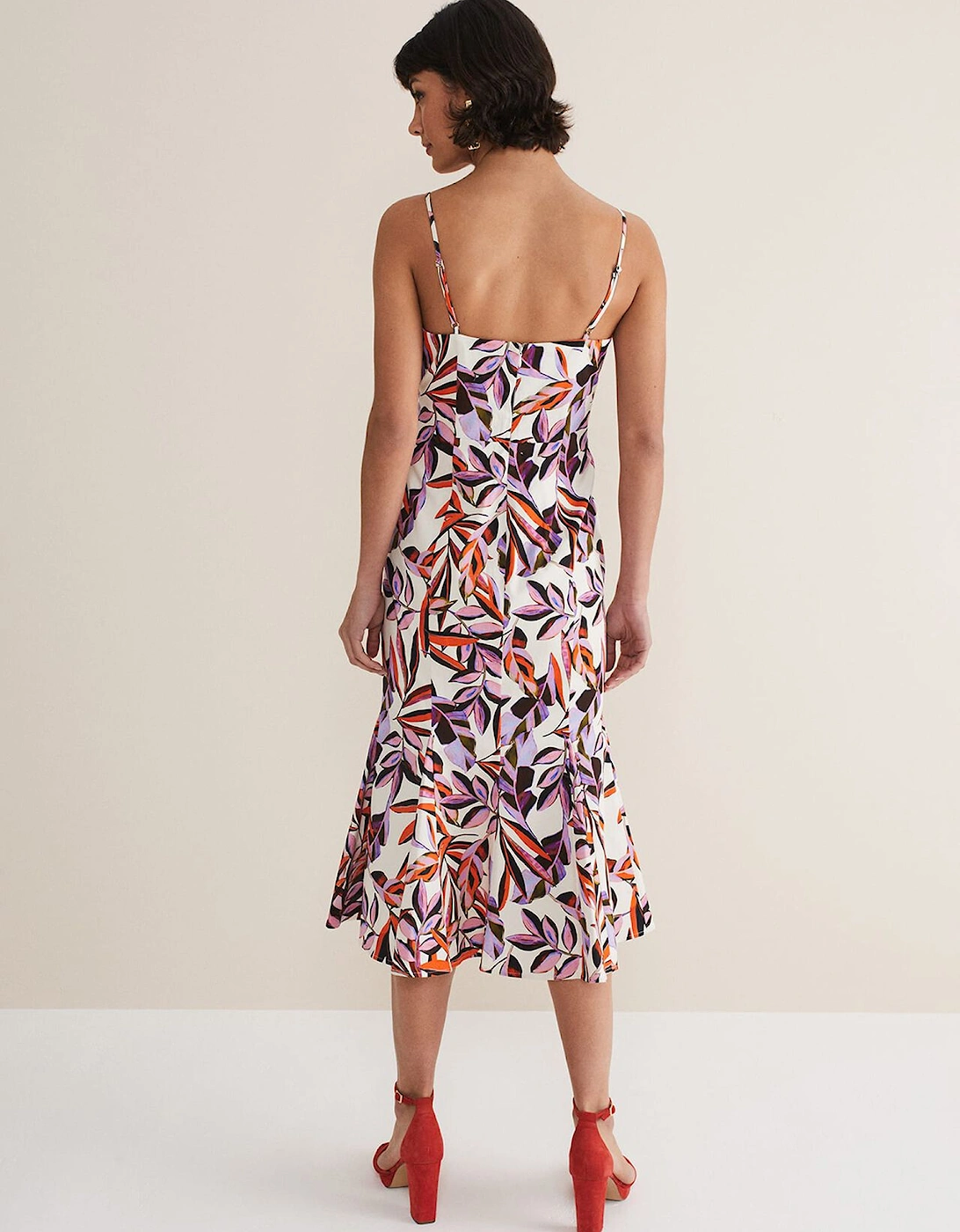 Sammie Leaf Print Fit And Flare Midi Dress