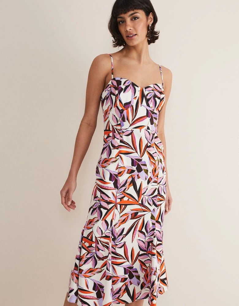 Sammie Leaf Print Fit And Flare Midi Dress