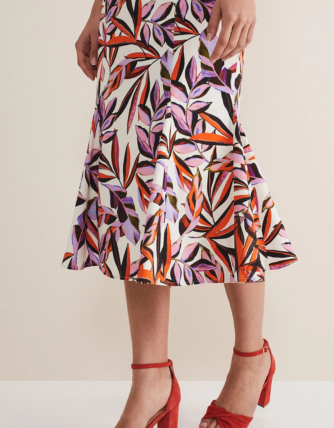 Sammie Leaf Print Fit And Flare Midi Dress